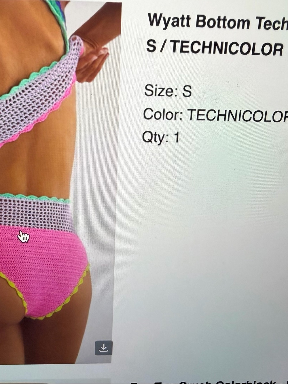 Beach Riot Crochet High-Waist Swim Bikini in Pink, Orange, Lavender & Lime Trim. - Picture 4 of 4